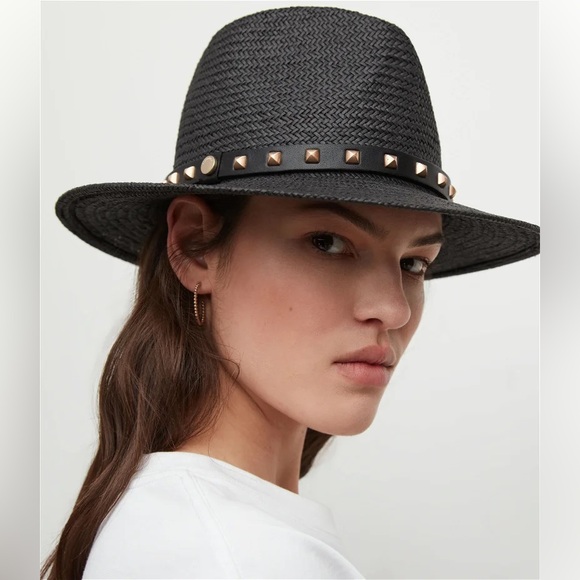 ALLSAINTS Paige Studded Light Woven Straw Fedora - Picture 3 of 16